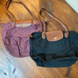 Two used small Longchamp Le Pliage Original Large Shoulder Bag, Navy